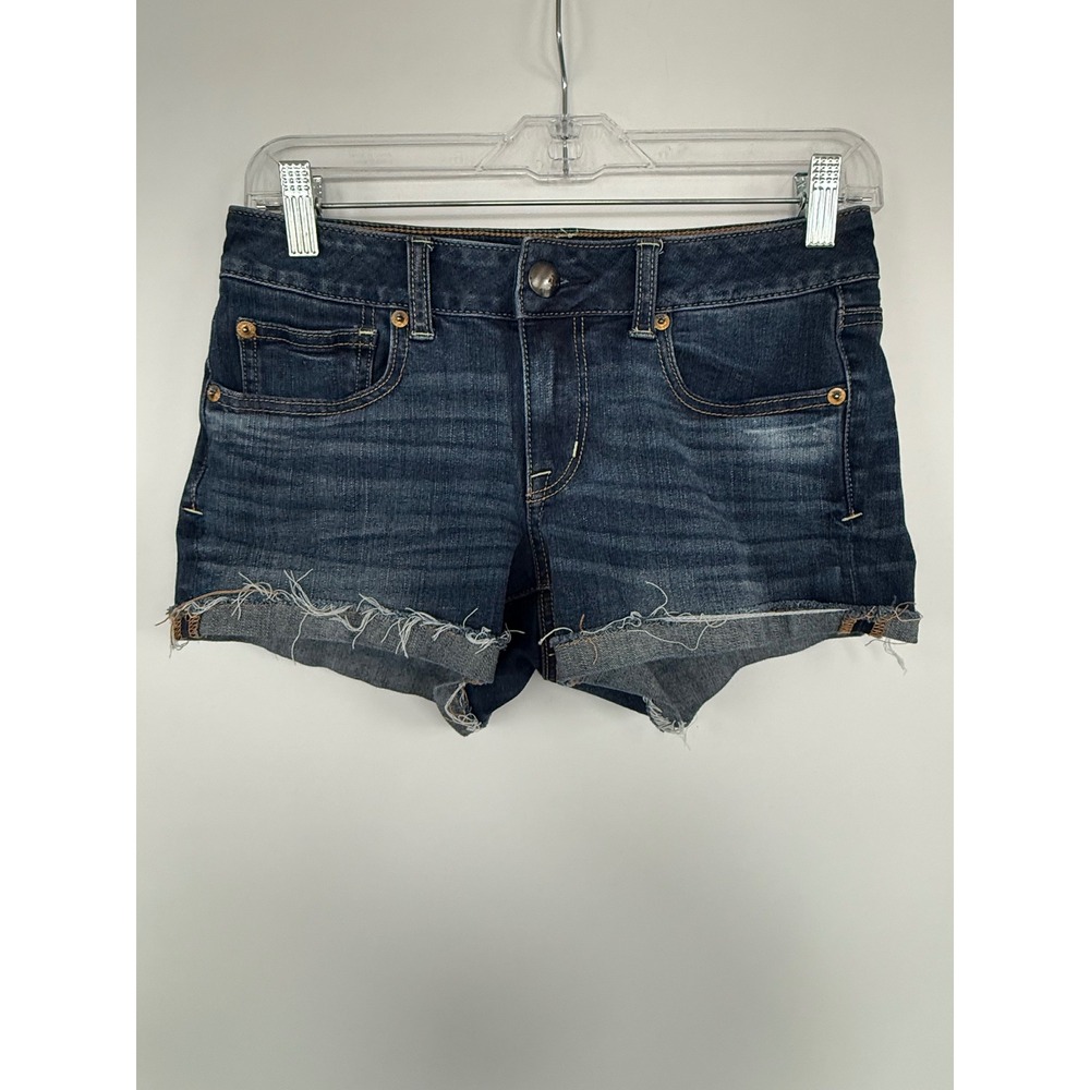 American Eagle Womens 4 Super Stretch Shortie DenimJean Shorts‎ Beach Frayed Hem